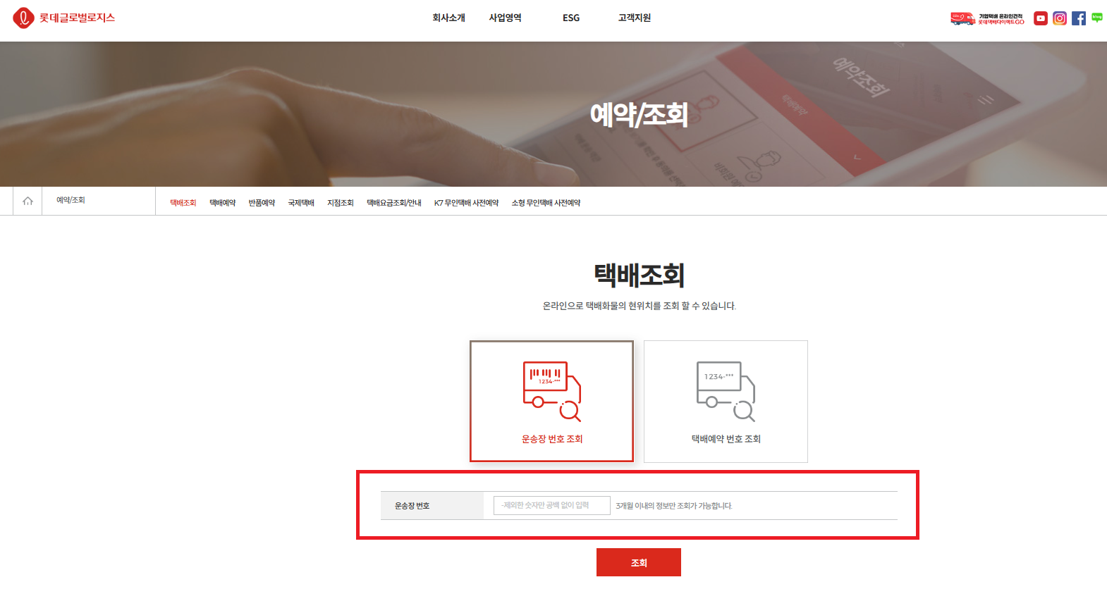 롯데택배 배송 조회