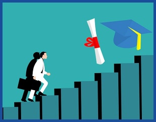 막대 그래프 위를 걷고 있는 사람