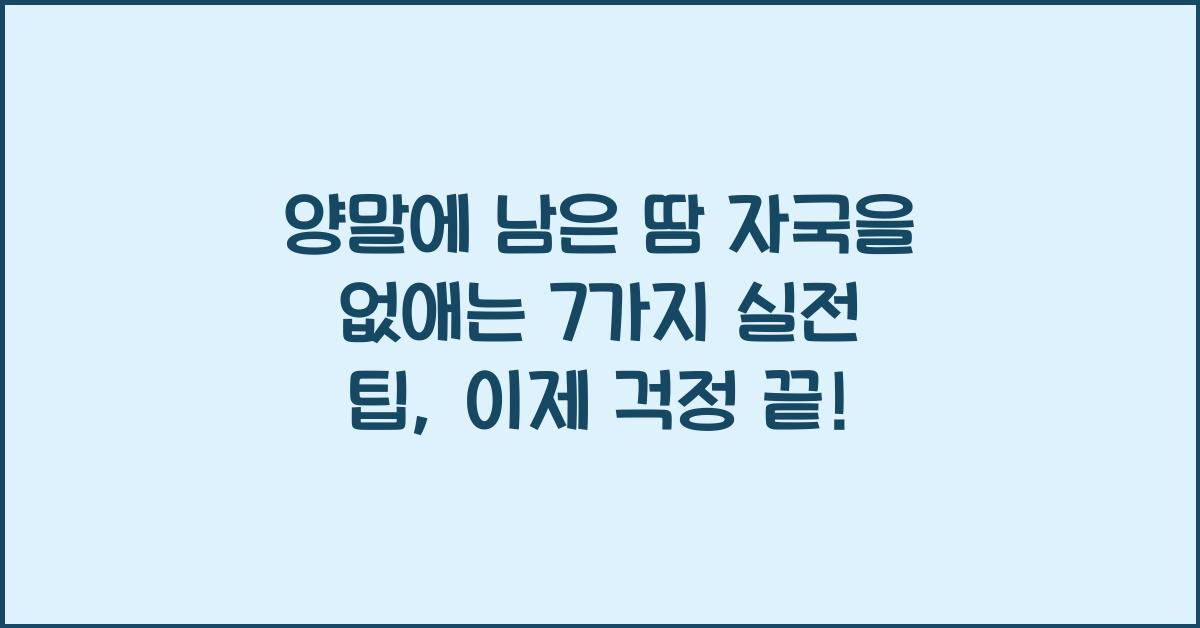 양말에 남은 땀 자국을 없애는 7가지 실전 팁  