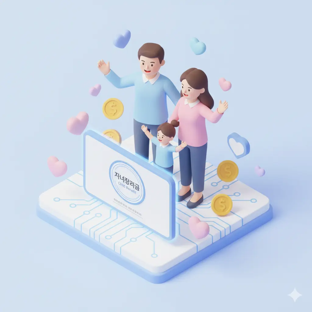 2026년 자녀장려금 신청 자격 및 부양자녀 1인당 최대 100만 원 지급액 산정, 소득 및 재산 기준 실전 가이드 3D 일러스트