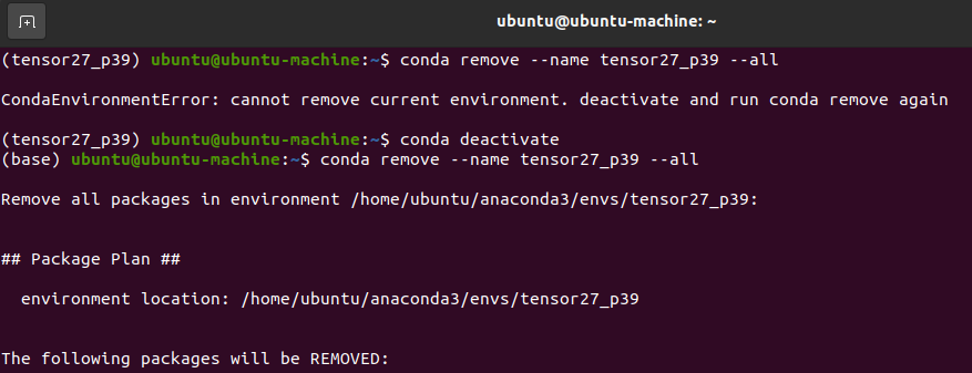 conda remove
