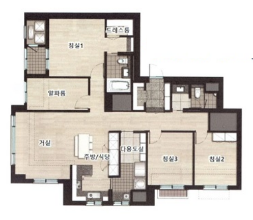 래미안 원펜타스 107㎡B 평면도