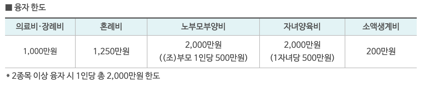 융자 한도 참고