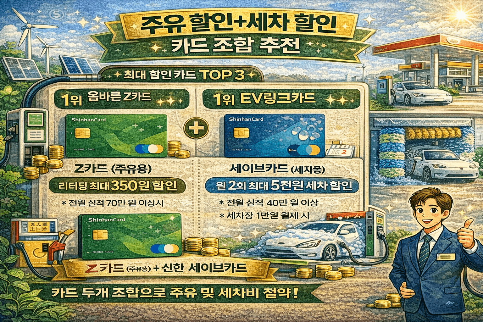 주유 할인 + 세차 할인 함께 받는 카드 조합