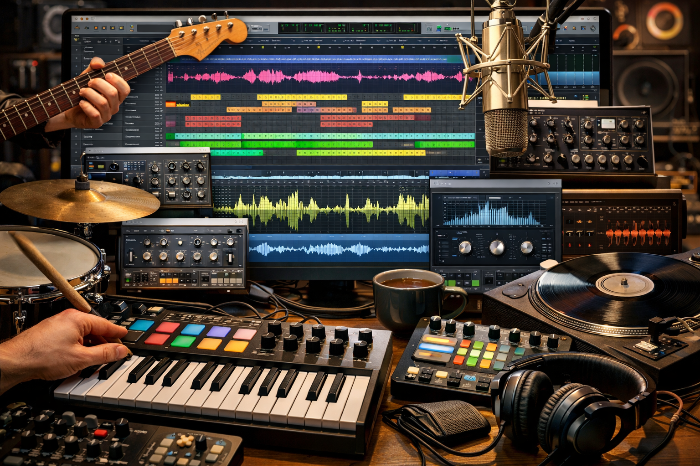 장르 구분 없이 사운드를 설계하는 음악 제작 환경 이미지