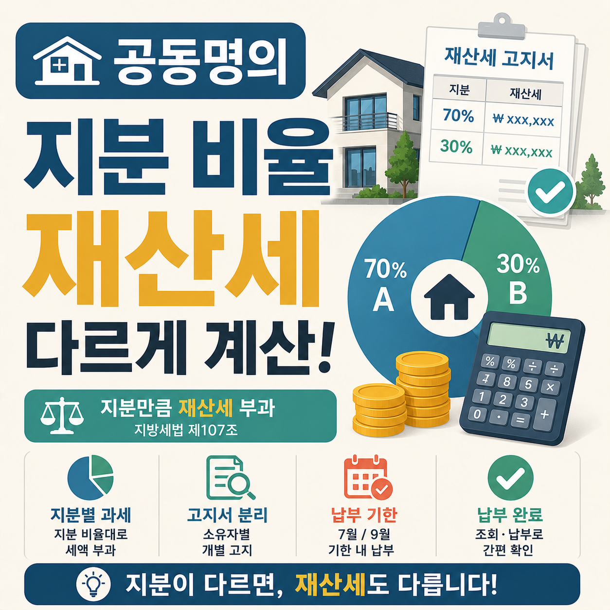 공동명의 부동산 지분별 재산세 계산 안내 이미지