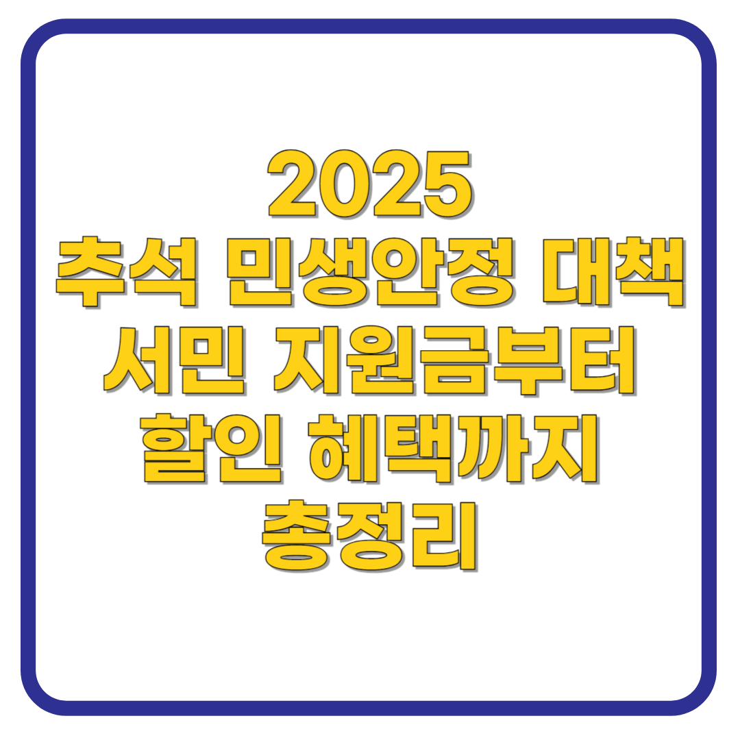 2025년 추석 민생안정 대책 발표, 지원금과 할인 혜택을 알려주는 썸네일 이미지