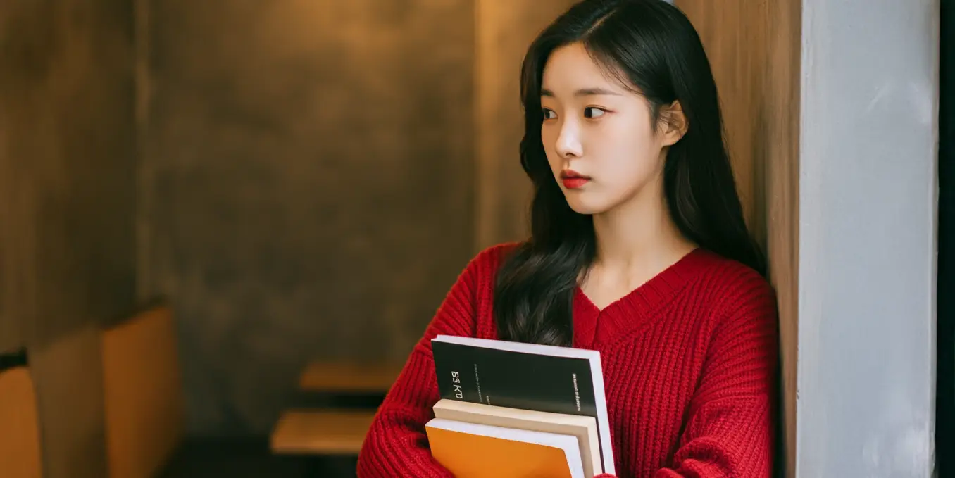 책을 들고 있는 여성