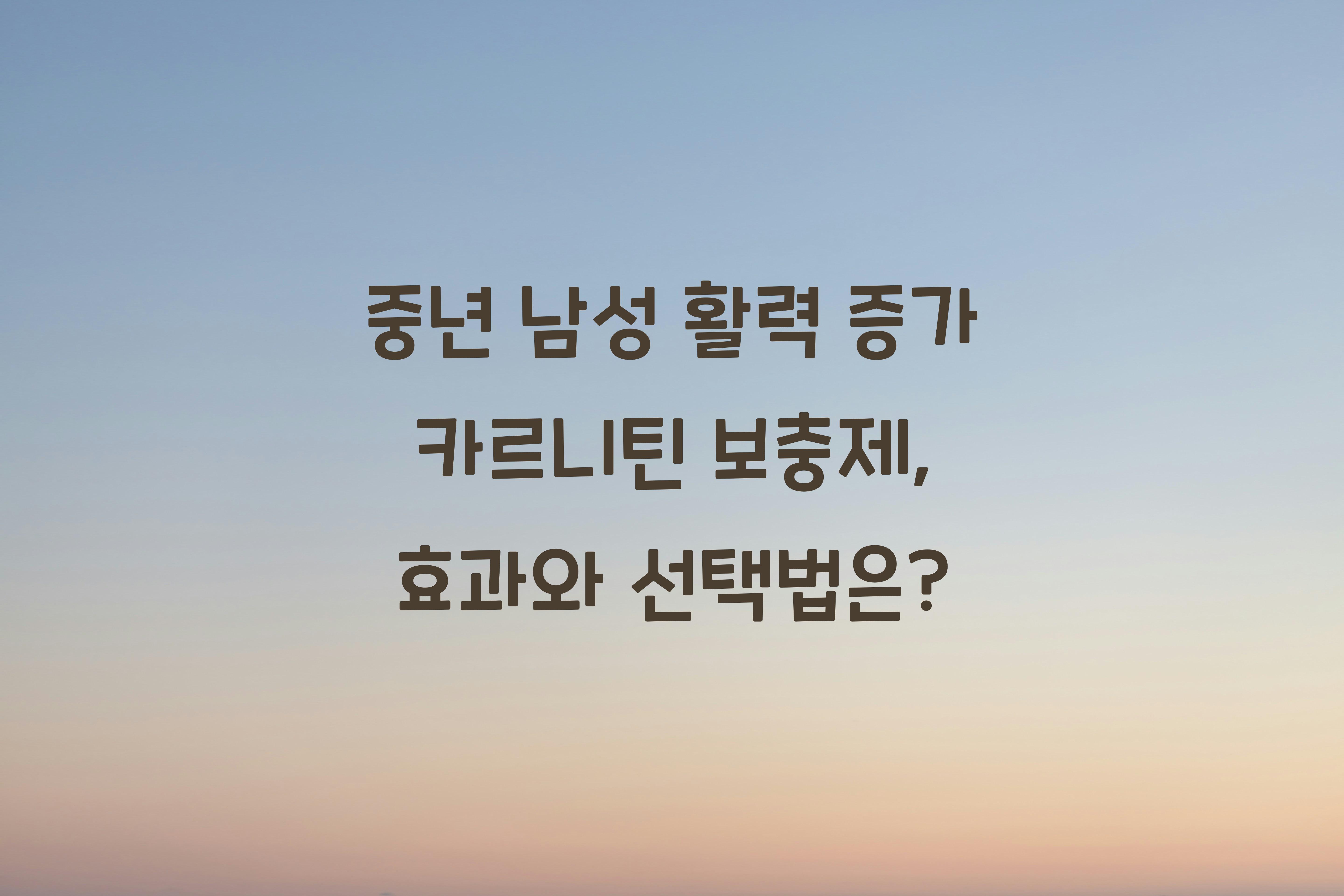 중년 남성 활력 증가 카르니틴 보충제