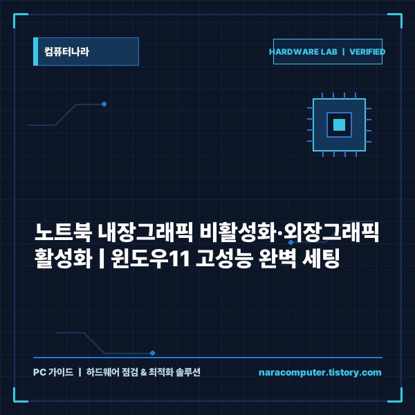 노트북 내장그래픽 비활성화·외장그래픽 활성화 완벽 가이드: 윈도우11 고