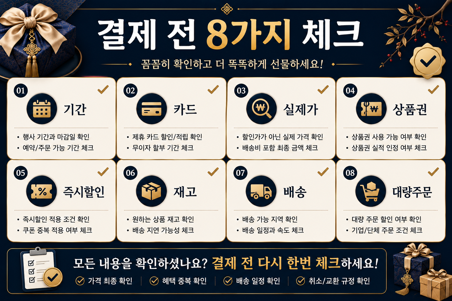 2026 추석 선물세트 마트별 사전예약 구매 전 카드 할인 상품권 재고 배송을 확인하는 체크리스트 이미지