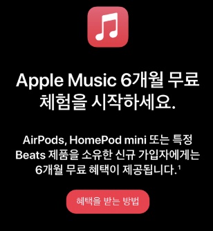 애플 뮤직 6개월 무료