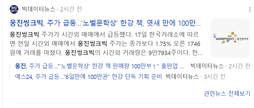 노벨문학상-한강-관련주