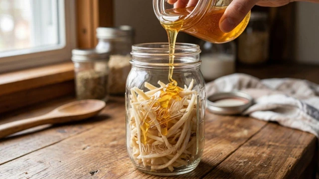 도라지청 유리병에 담아 꿀 설탕 재우기 완성