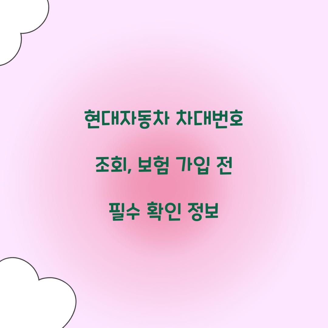 현대자동차 차대번호 조회, 보험 가입 전 필수 확인 정보