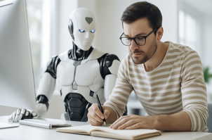 ChatGPT를 활용해 블로그 글을 쓰는 남자