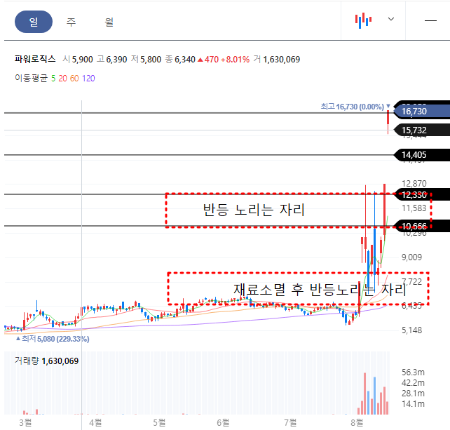 파워로직스 일봉차트