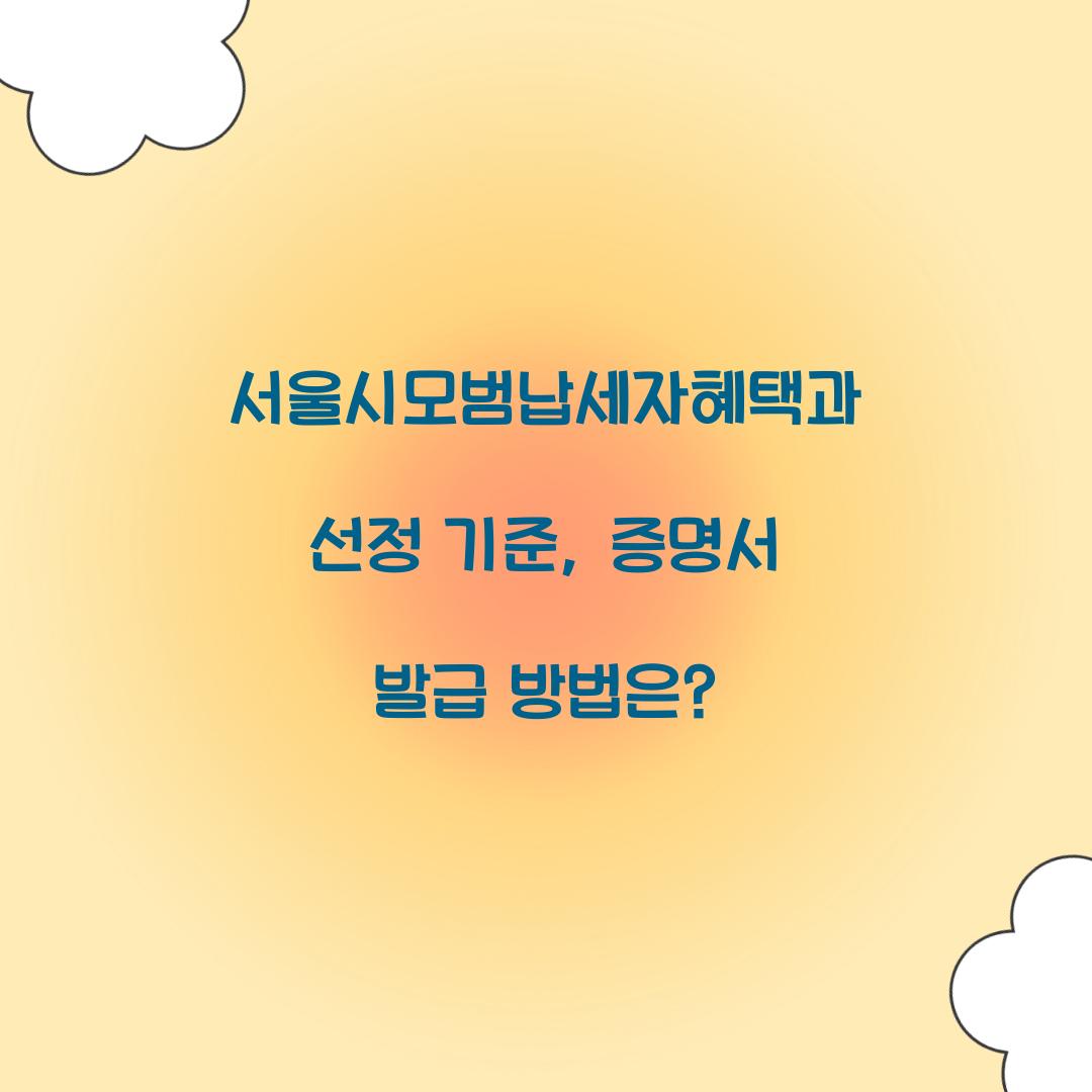 서울시모범납세자혜택