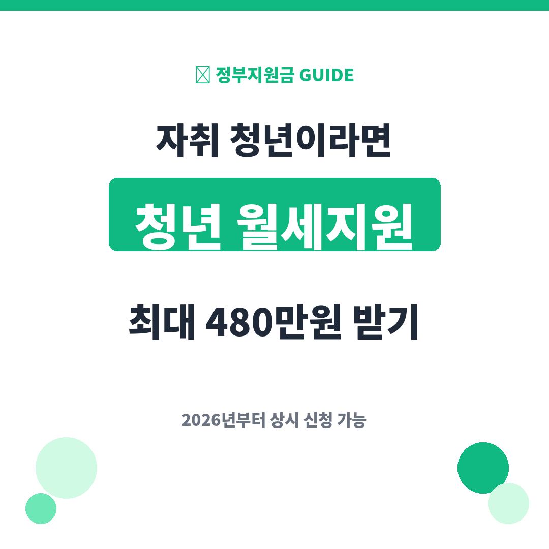 2026 청년 월세지원금 신청 가이드 - 자취 청년 최대 480만 원 받는 법