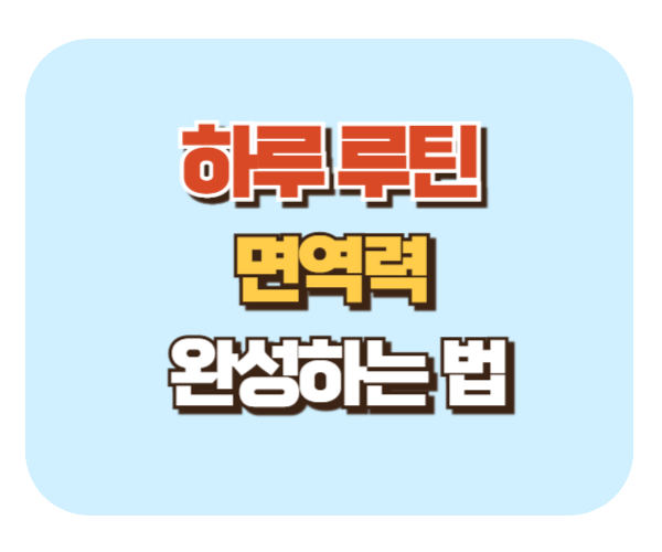 하루 루틴으로 면역력 완성하는 법