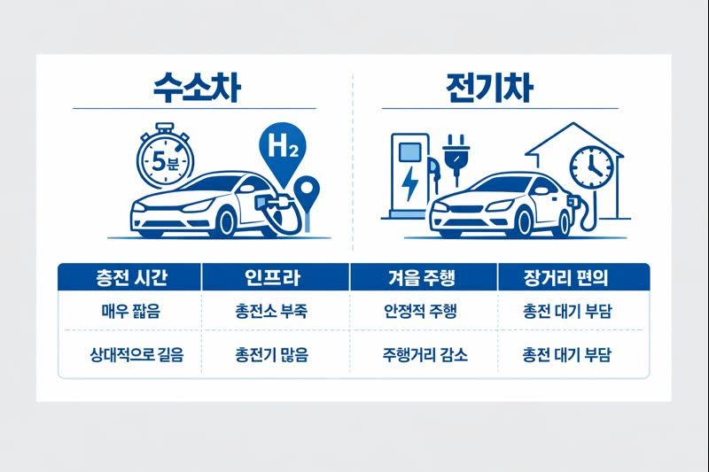 수소차 vs 전기차, 실제 사용자 관점에서 본 미래차 끝장 비교 가이드