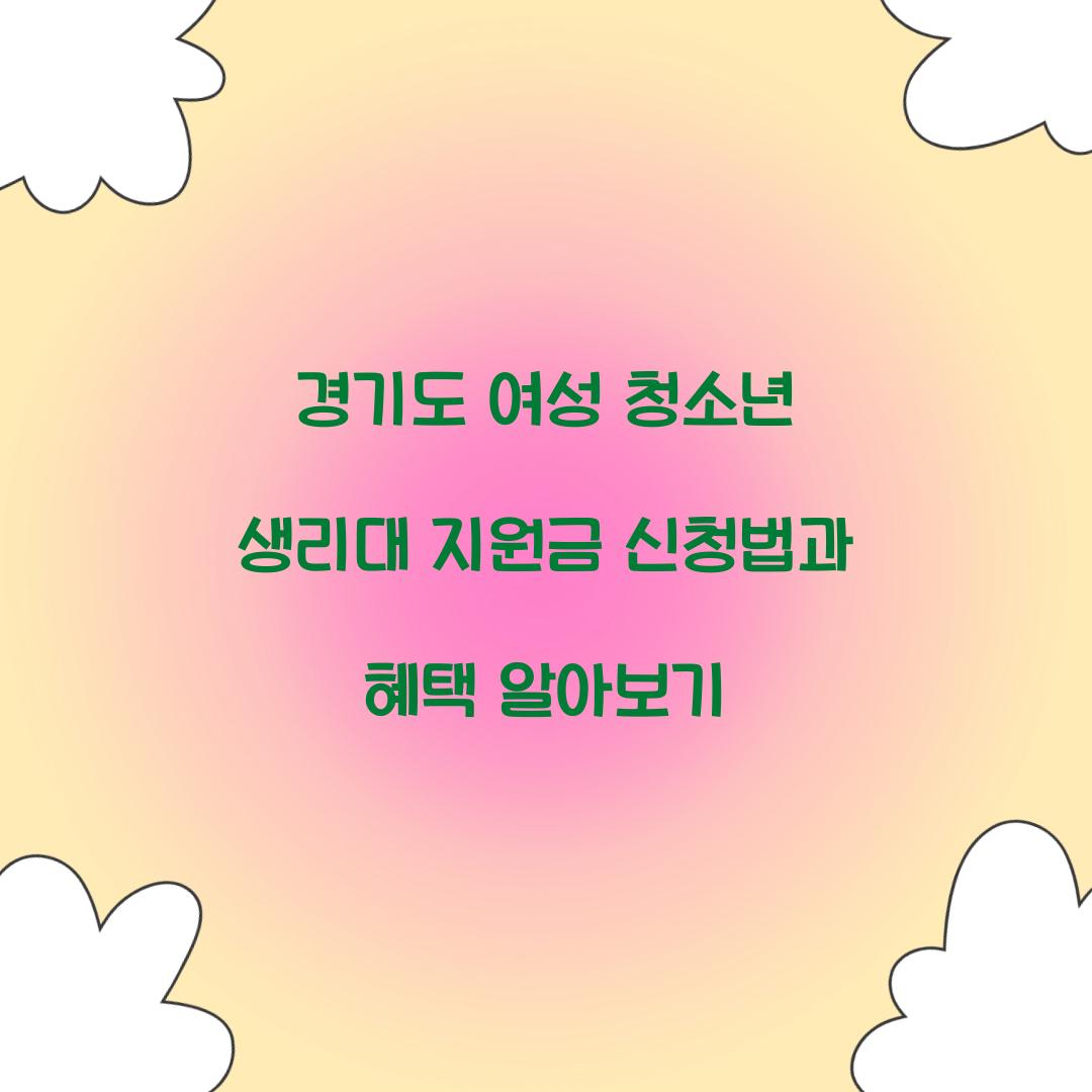 경기도 여성 청소년 생리대 지원금
