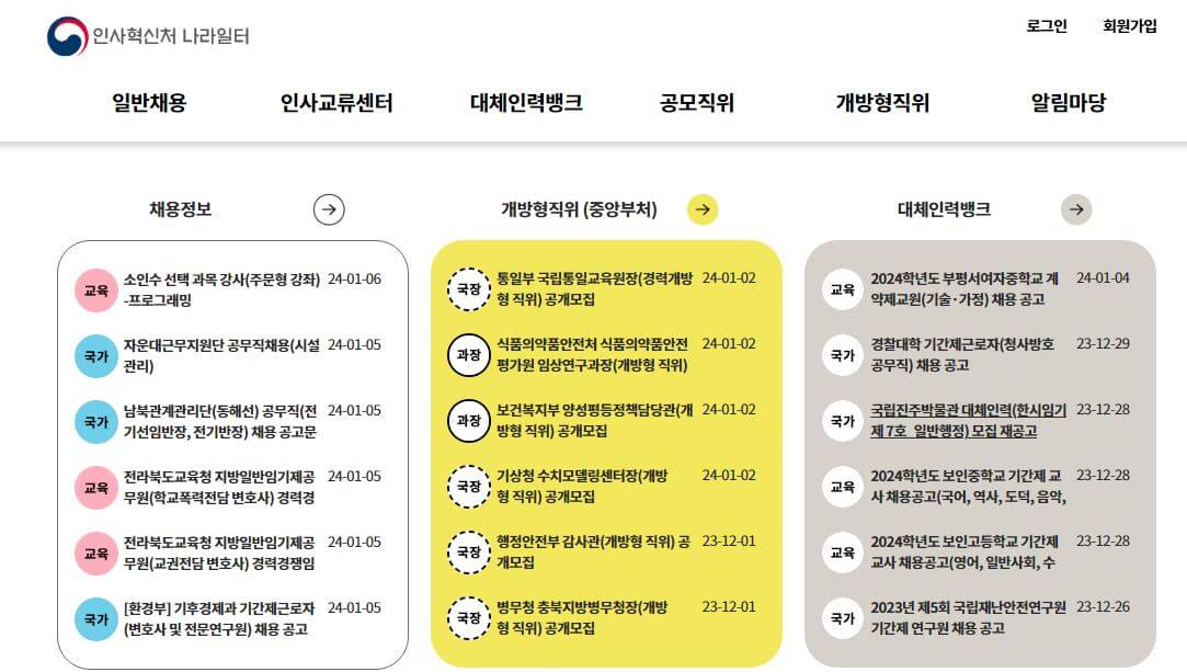 나라일터 채용공고