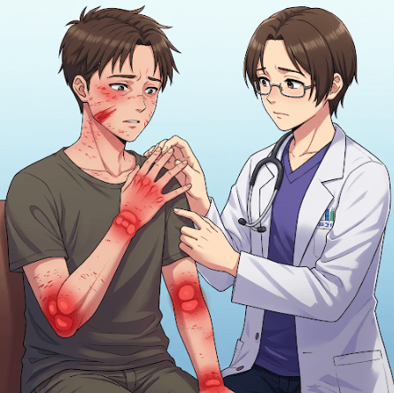 루푸스병에 걸린 환자를 치료하는 의사