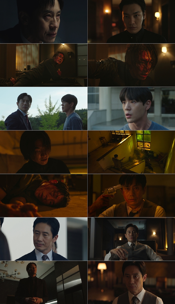 &#39;악인전기&#39; 신하균&#44; 김영광이 각각 욕망에 잡아먹힌 결말로 진한 여운을 선사했다.[사진= 지니 TV]