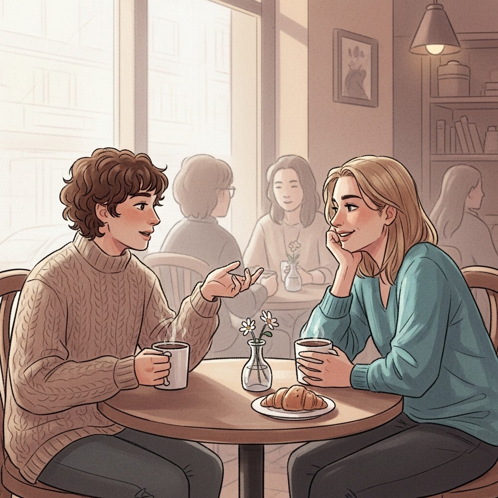 카페에서 조용한 대화