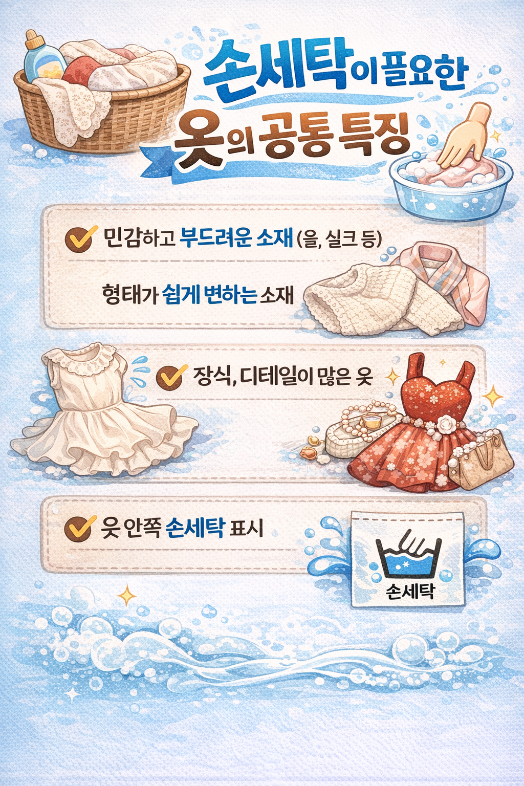 손세탁이 필요한 옷의 공통 특징