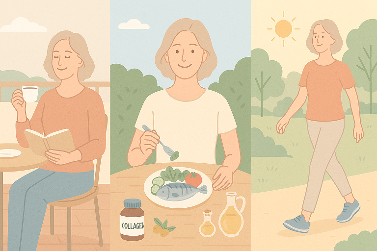 유럽 여성 노화관리법 (휴식, 식습관, 햇빛) 이미지