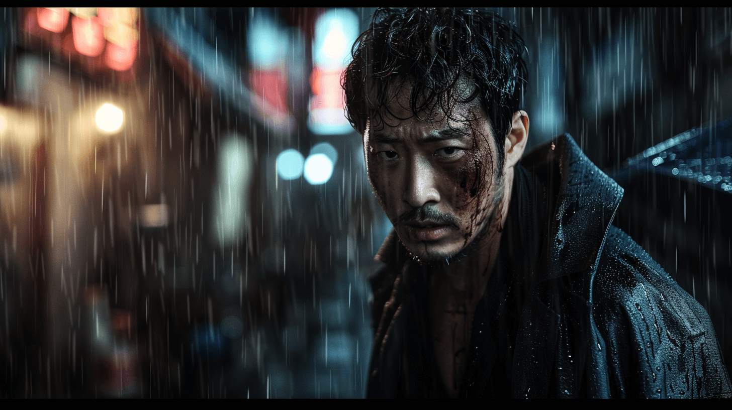 피를-흘리며-비-맞고-있는-남자