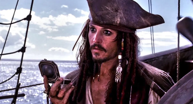 조니뎁의 영화 케리비안의 해적 중의 장면