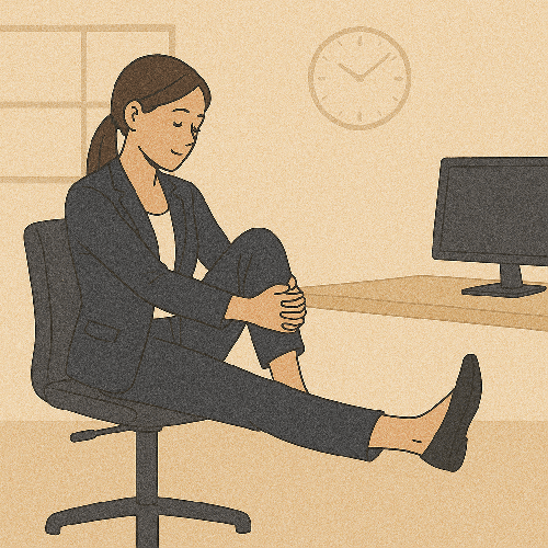 의자에 앉은 채 다리 뻗고 발끝 당기기