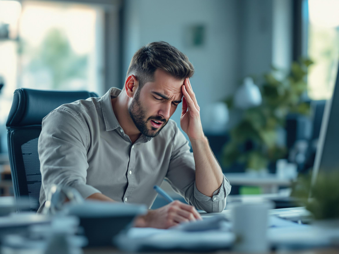 스트레스 받아서 두통 유발하는 사진