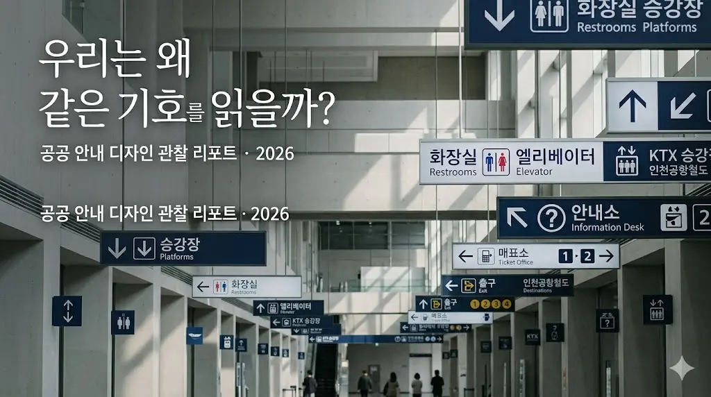 공공기관 안내 표지판의 색상, 픽토그램, 방향 표시 등 정보 설계 요소들