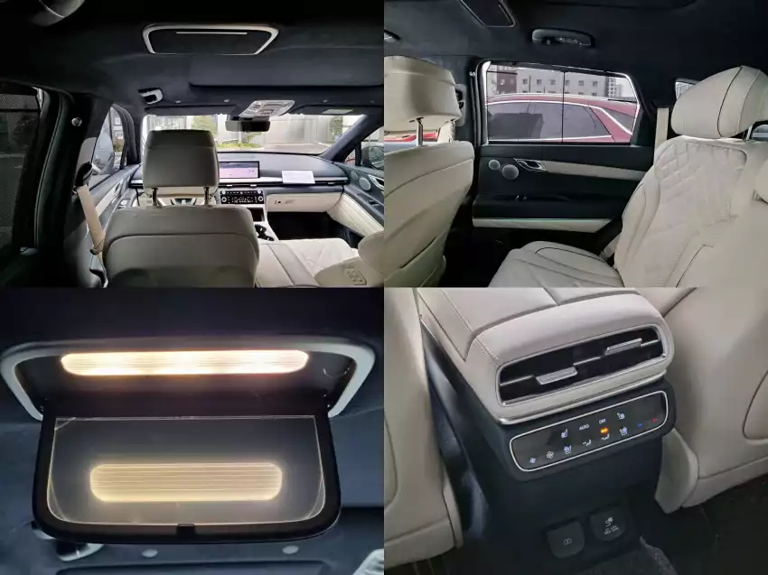 2024 GV80의 2열 실내 구성은 이렇습니다.
