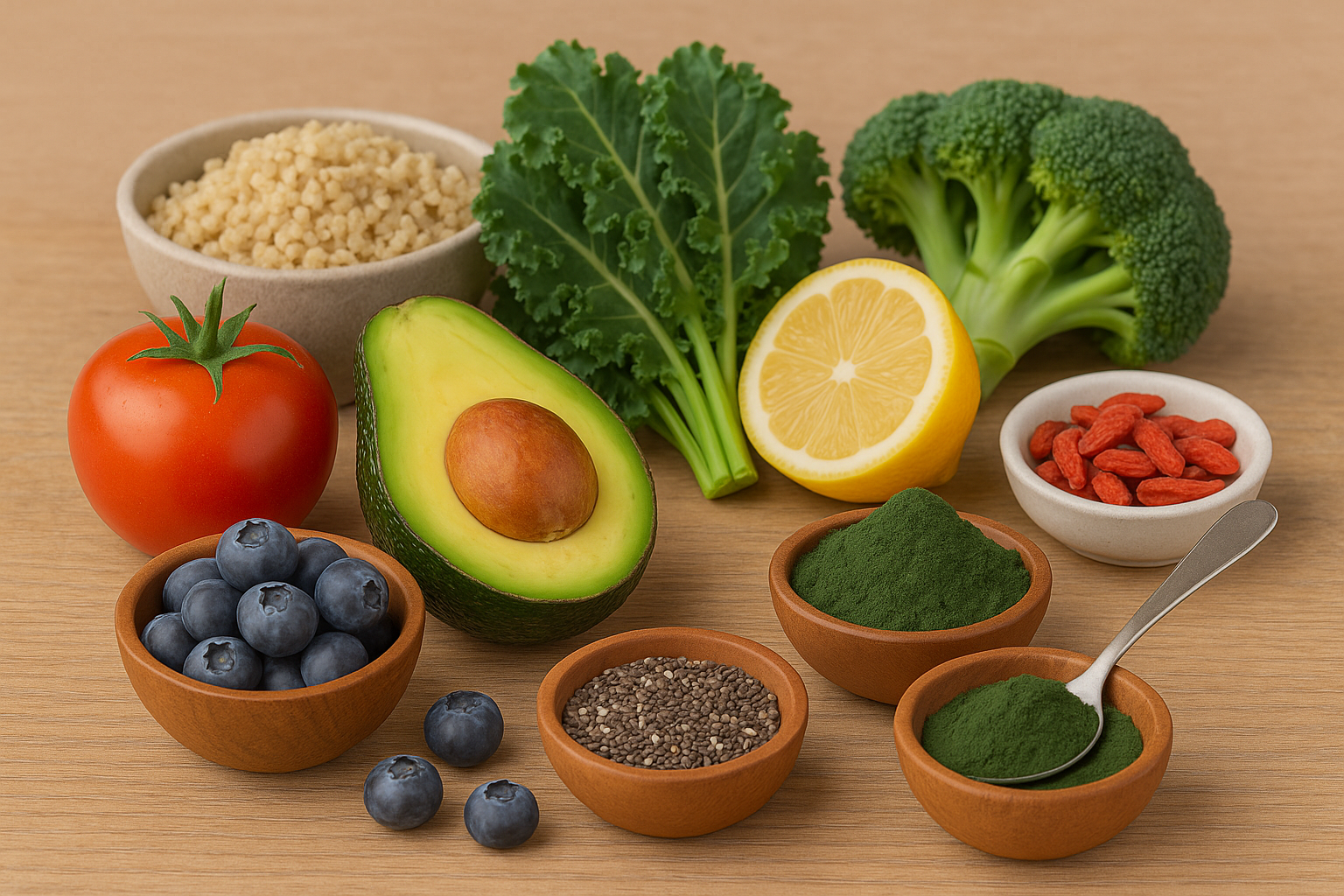 모여있는 슈퍼푸드 건강을 위해 섭취하는 것이 좋다