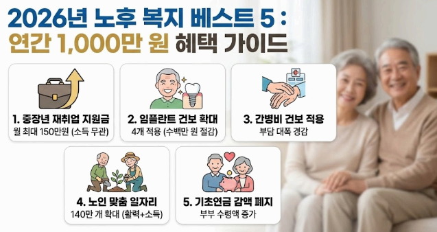 [2026 신년특집] 소득 제한 없이 1,000만 원 혜택? 2026년부터 달라지는 '파격 노후 복지' 베스트 5