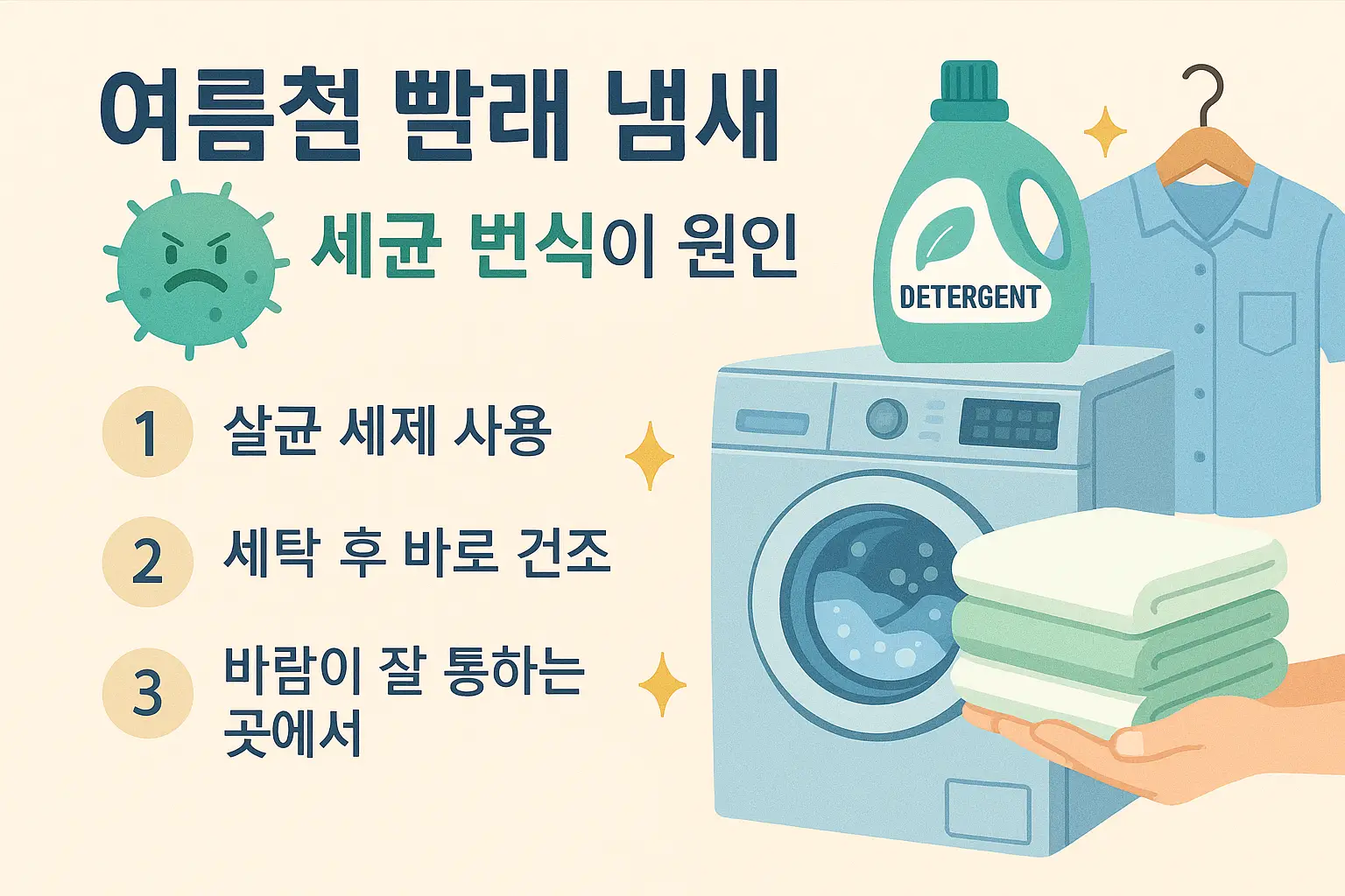 냄새나는 여름 빨래! 이 조합만 지키면 냄새 안녕~ (초간단 루틴 공개)