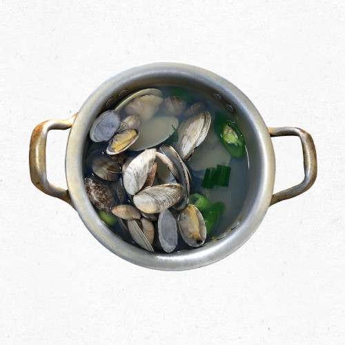 화이트 와인과 조개 파스타