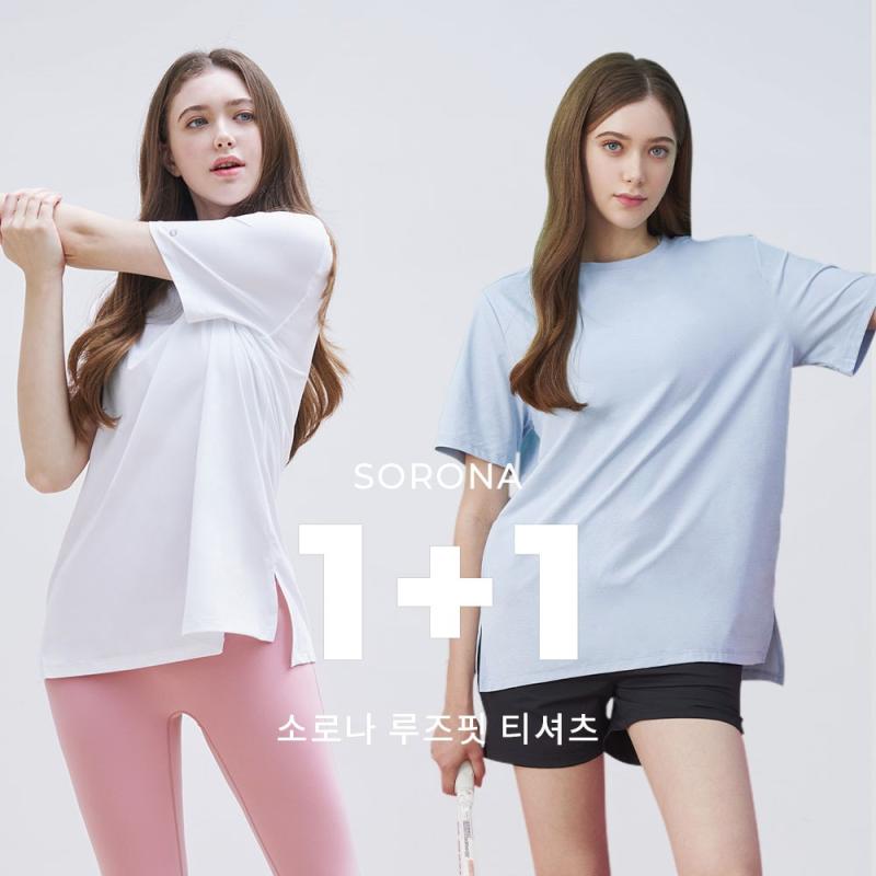 소로나 헬스 루즈핏 티셔츠 1+1 크롭 여자운동복상의 모달티셔츠