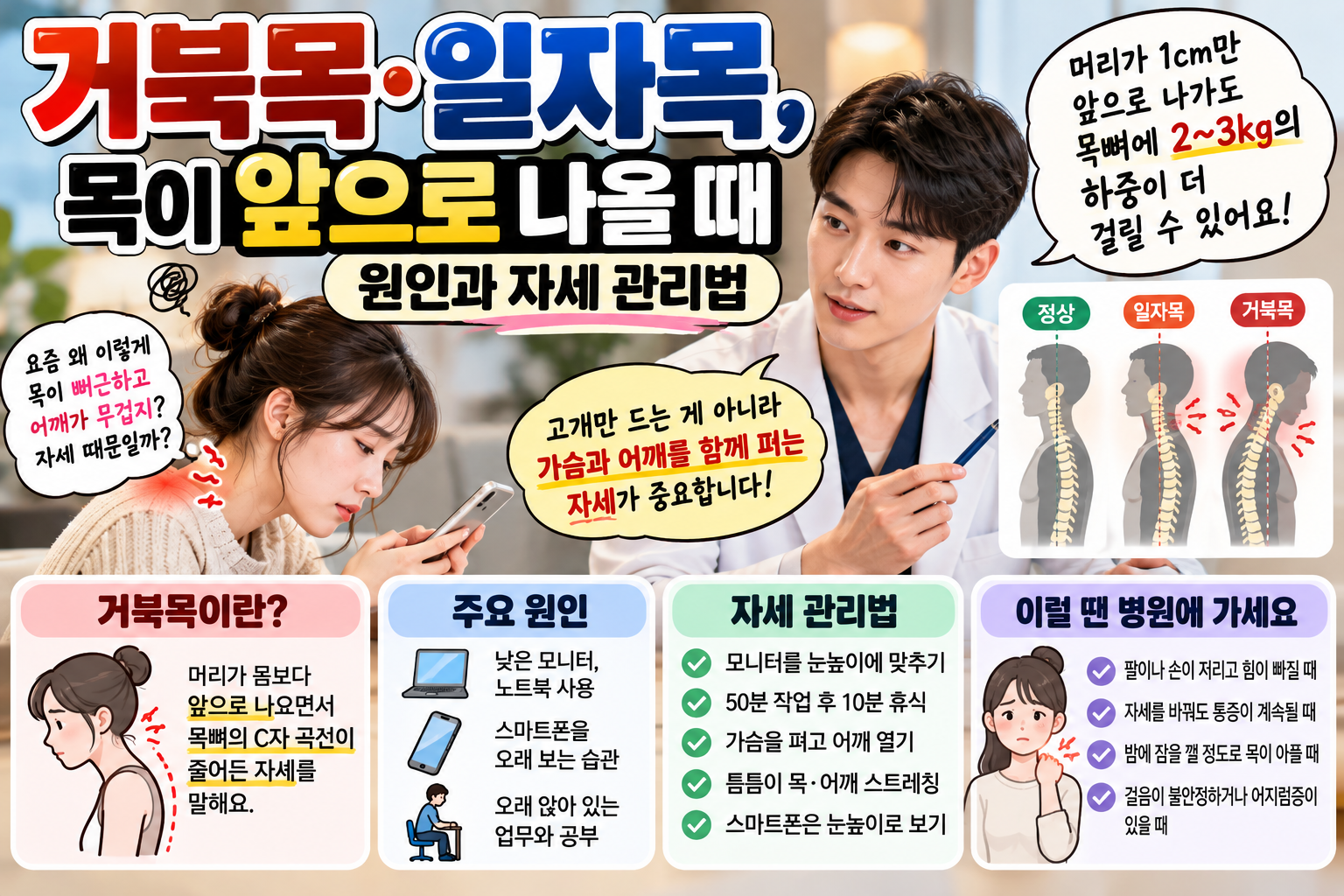 거북목,일자목