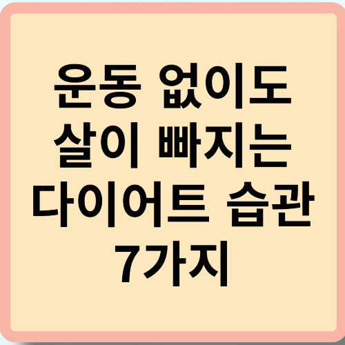 운동 없이도 살이 빠지는 다이어트 습관 7가지