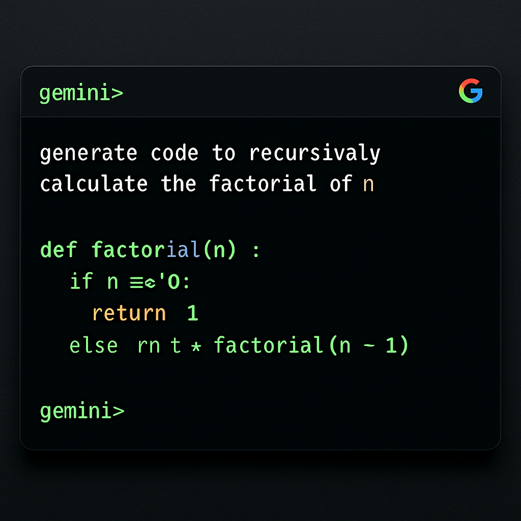 Gemini CLI 터미널 인터페이스에서 AI 코드 생성 작업 화면