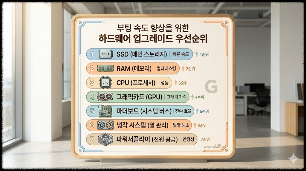 부팅 속도에 영향을 주는 하드웨어 업그레이드 우선순위 리스트 생성