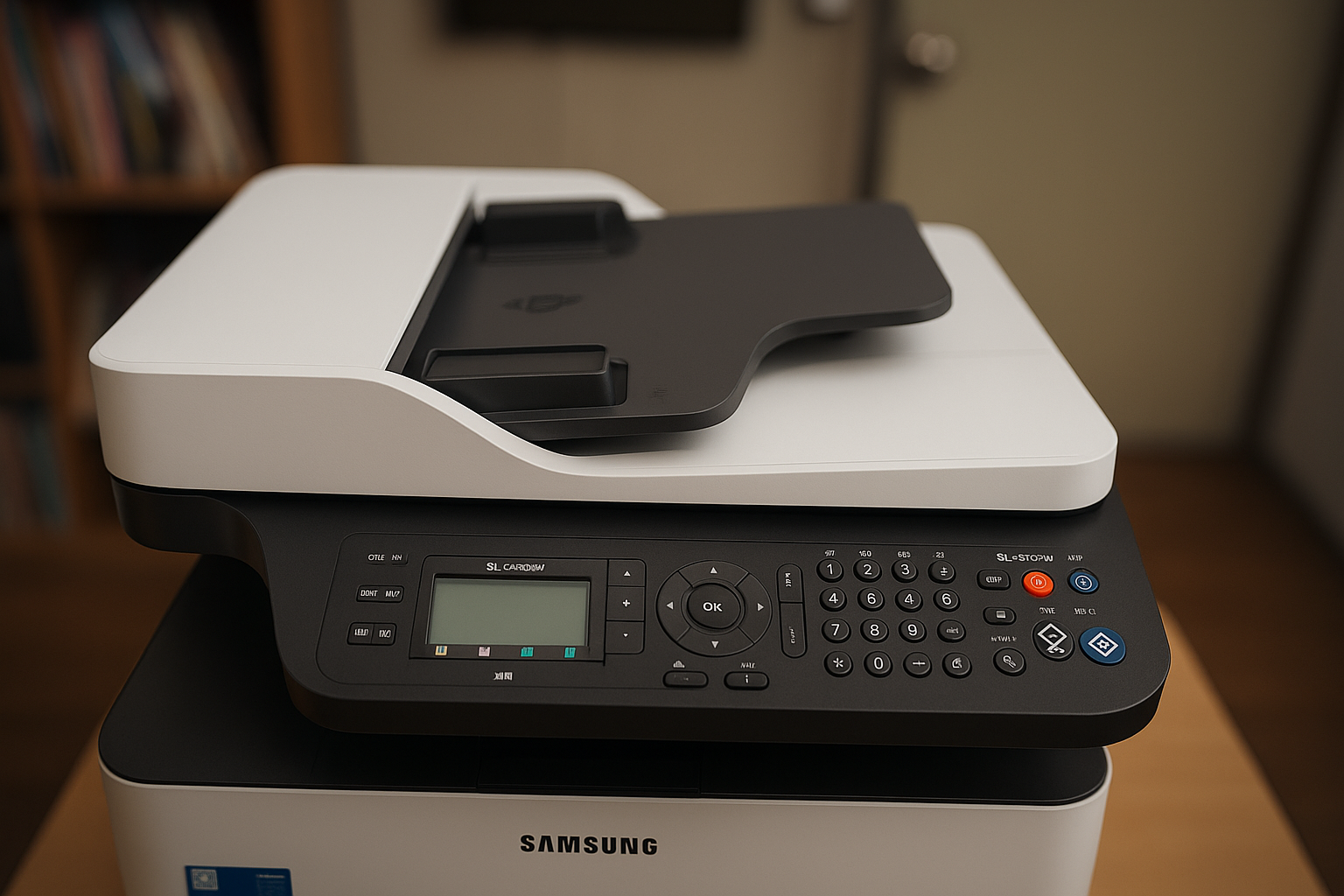 삼성 복합기의 상단 조작부 근접 모습