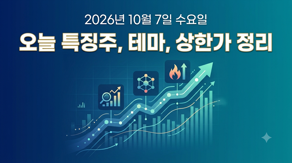 2026년 10월 7일 오늘 특징주, 강세테마, 상한가 종목 정리하기 20일차 썸네일 이미지