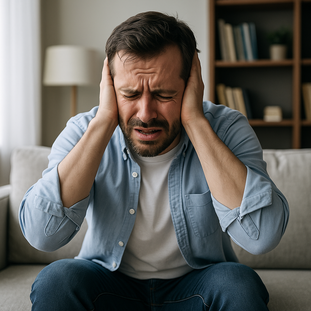 일시적인 공황반응으로 괴로워하는 남자이미지
출처:픽사베이